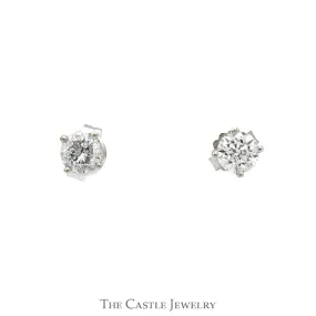 .65cttw Round Diamond Stud Earrings in 14k White Gold Butterfly Backs