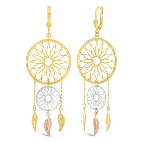 9ct Gold Filled Two Tone Double Dream Catcher Earrings