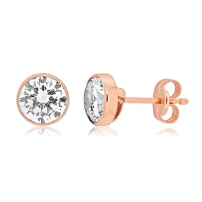 9ct Rose Gold 6mm Cubic Zirconia Stud Earrings