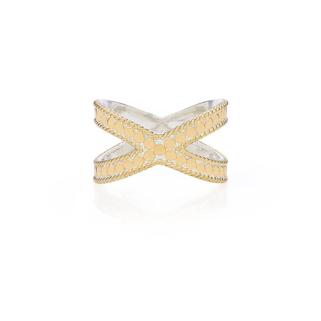 AB6460R gold and silver cross ring