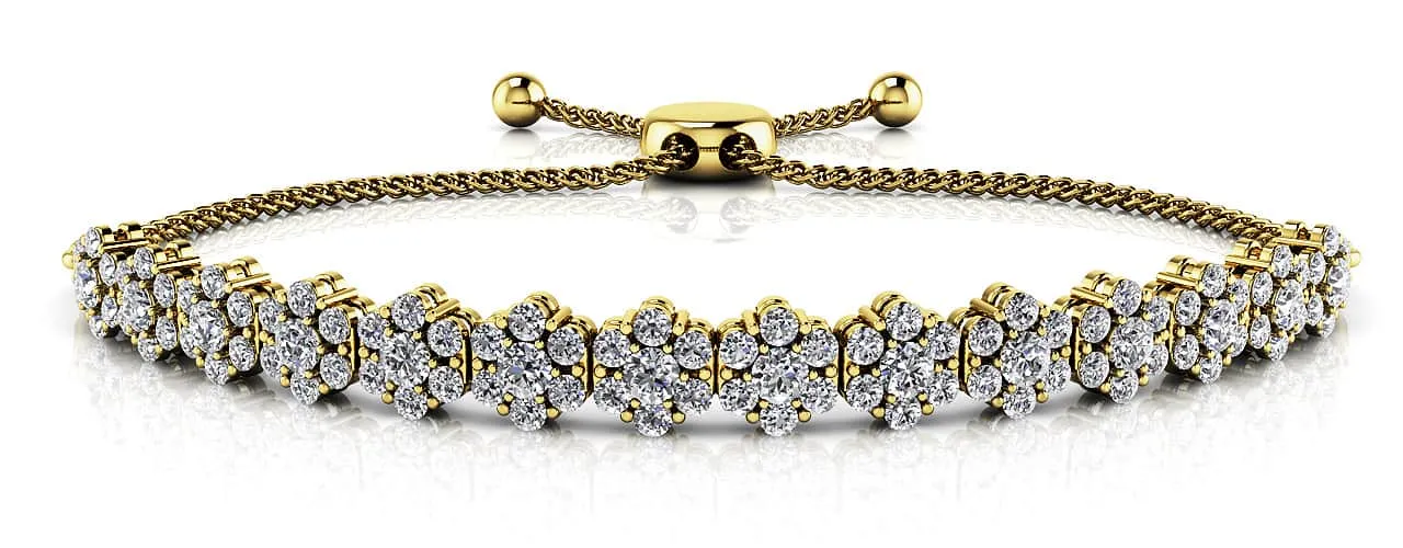 Adjustable Fleur Diamond Bracelet with 1.72 ct.(finished) 1.5mm, 2mm