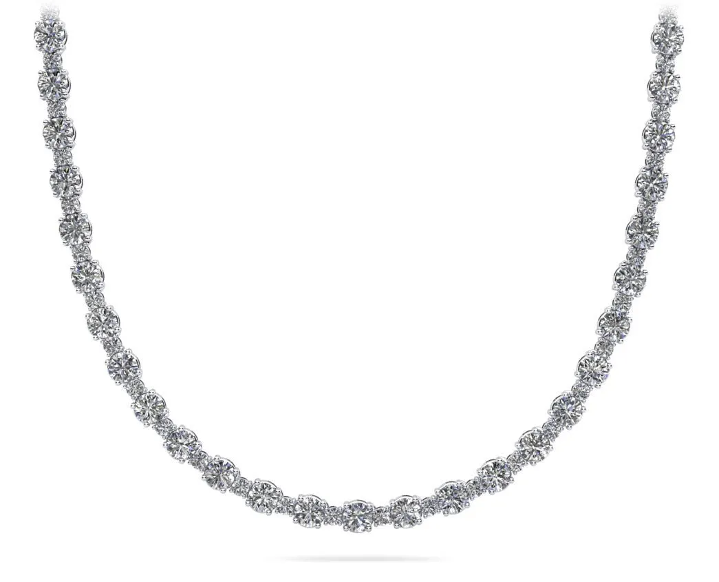 Affectionately Yours Diamond Tennis Diamond Necklace with 7.30 ct.(finished) 1.4mm, 2.6mm