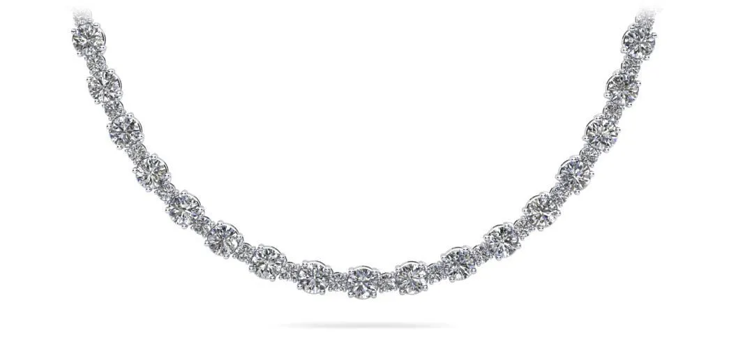 Affectionately Yours Diamond Tennis Diamond Necklace with 7.30 ct.(finished) 1.4mm, 2.6mm