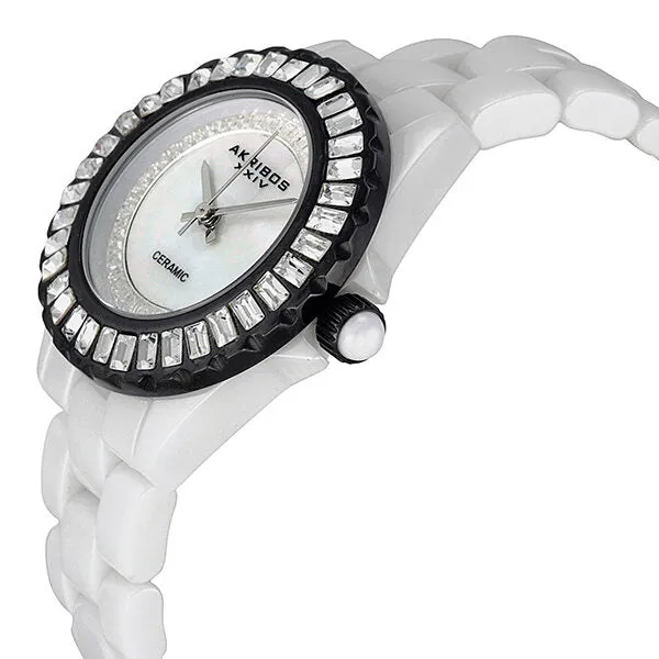 Akribos XXIV Ceramic White Mother of Pearl Dial Ladies Watch AK518BKW