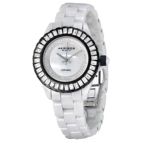 Akribos XXIV Ceramic White Mother of Pearl Dial Ladies Watch AK518BKW