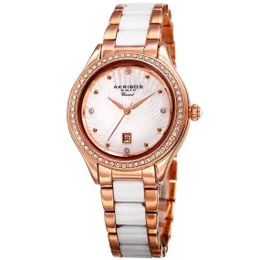 Akribos Xxiv Mother Of Pearl Dial Ladies Two Tone Watch AK977RG