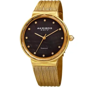 Akribos Xxiv Quartz Diamond Black Dial Ladies Watch AK1009YGB