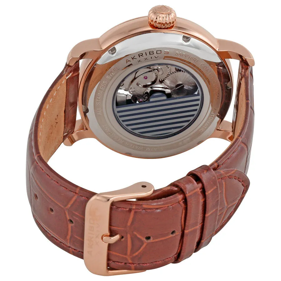 Akribos XxivManual Wind Skeleton Dial Rose Gold-Tone Men's Watch AK540RG