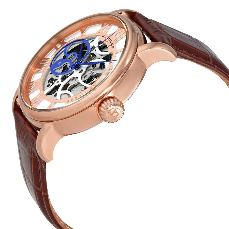 Akribos XxivManual Wind Skeleton Dial Rose Gold-Tone Men's Watch AK540RG