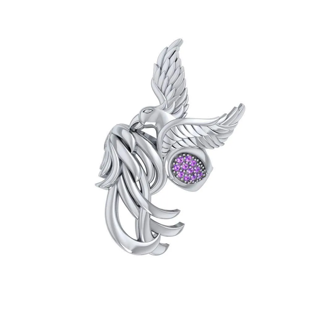 Alighting breakthrough of the Mythical Phoenix ~ Sterling Silver Ring with Gemstone Accents TRI1740