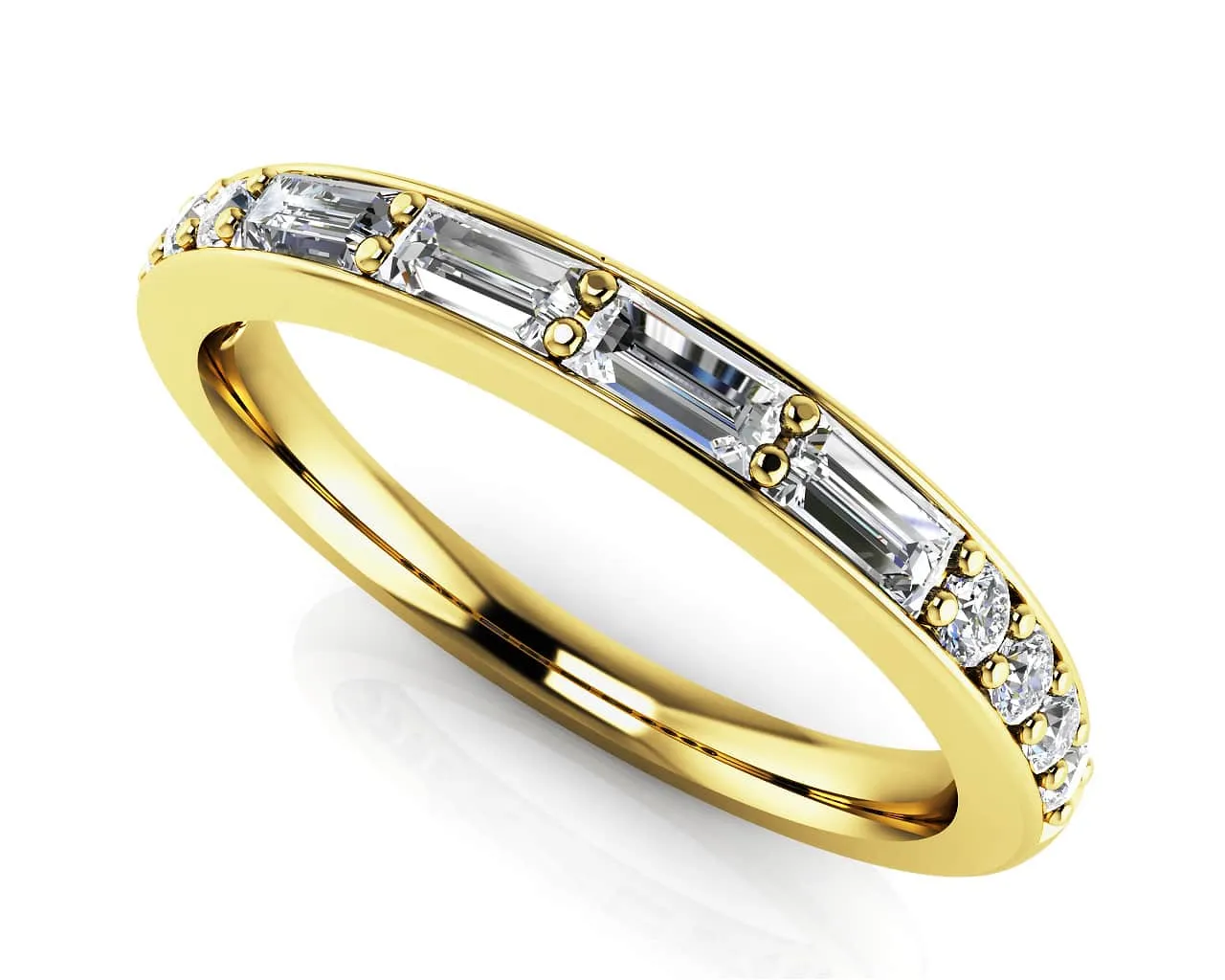 Alluring Baguette And Round Diamond Anniversary Band Diamond  with 0.46 ct.(finished) 3.2x1.5mm, 1.7mm