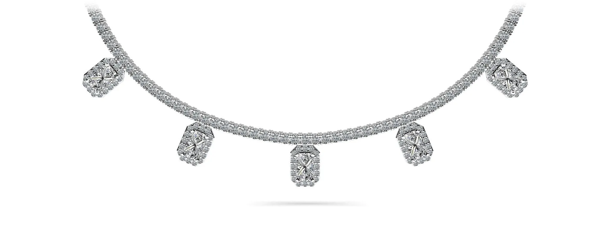 Alluring Diamond Tennis Diamond Necklace with 8.17 ct.(finished) 5x3mm, 1.1mm, 2.2mm