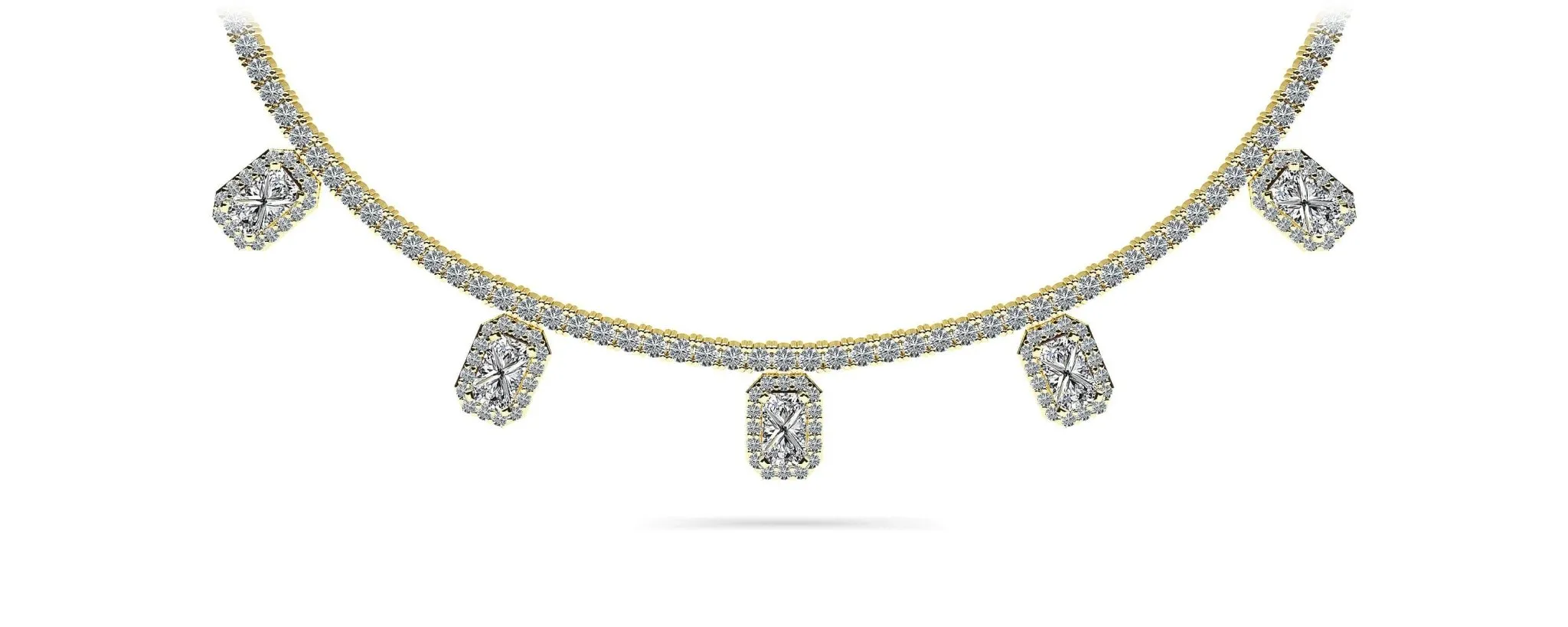 Alluring Diamond Tennis Diamond Necklace with 8.17 ct.(finished) 5x3mm, 1.1mm, 2.2mm