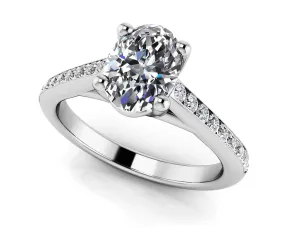 Alluring Oval Diamond Engagement Ring with 0.51 ct. (0.33 ct. center diamond)