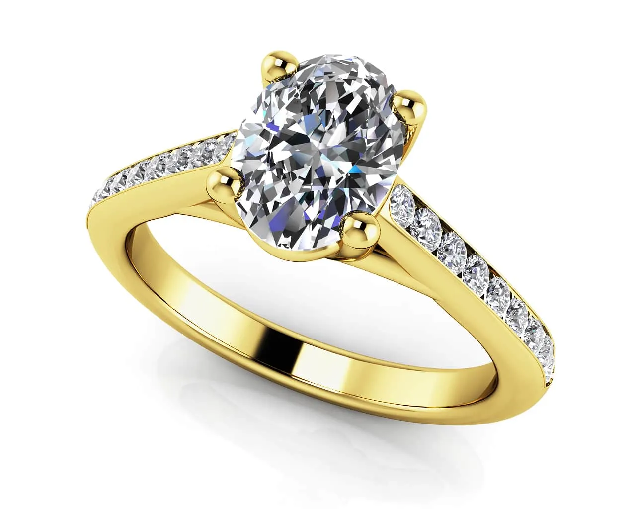 Alluring Oval Diamond Engagement Ring with 0.80 ct. (0.60 ct. center diamond)