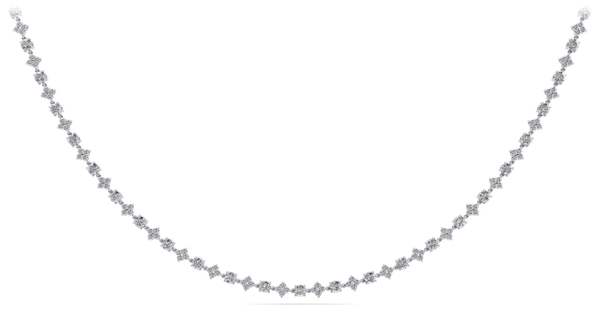 Alternating Clusters Diamond Lab-Grown Diamond Necklace with 8.16 ct.(finished) 1.6mm, 3.5mm