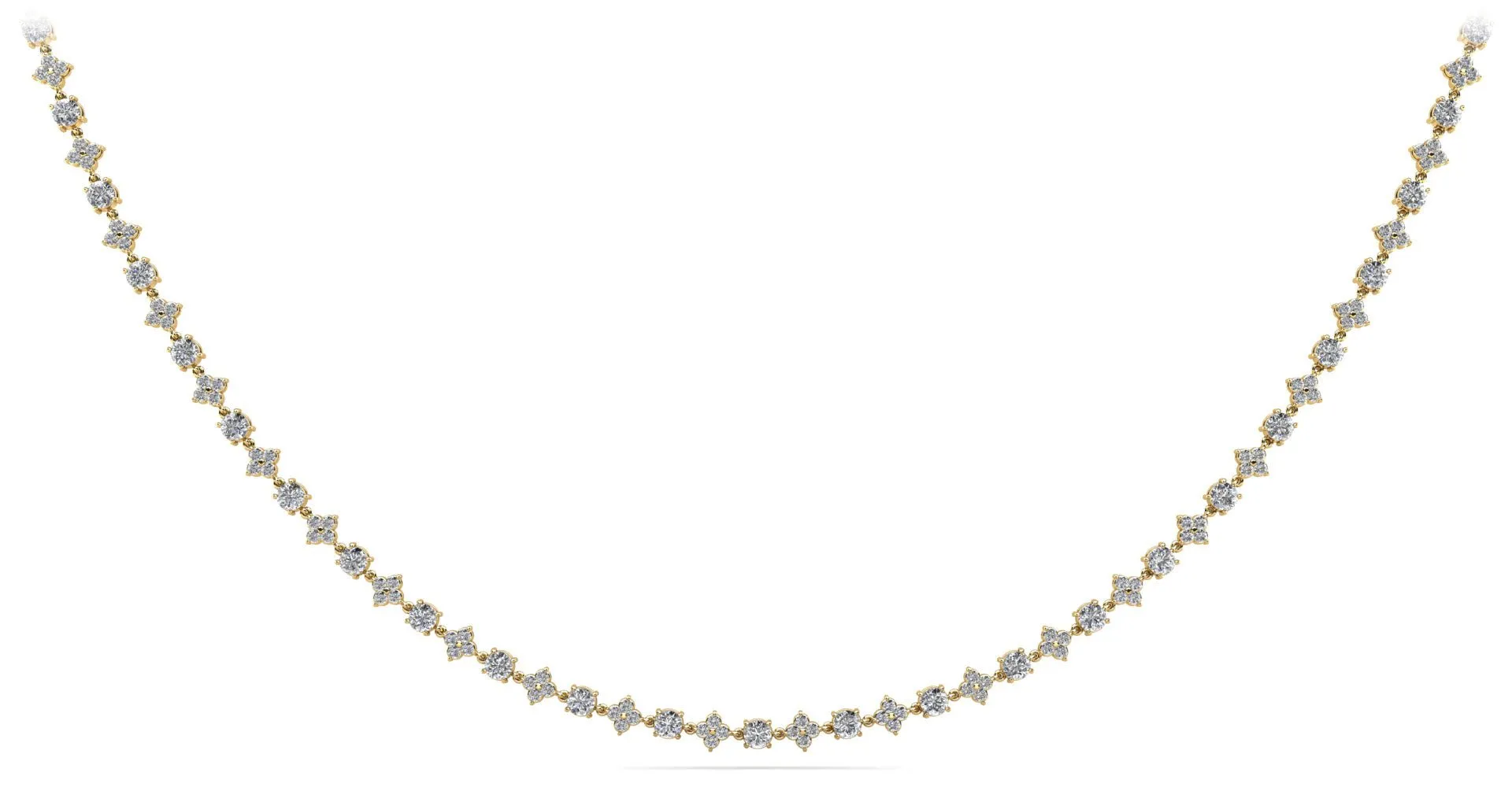 Alternating Clusters Diamond Lab-Grown Diamond Necklace with 8.16 ct.(finished) 1.6mm, 3.5mm