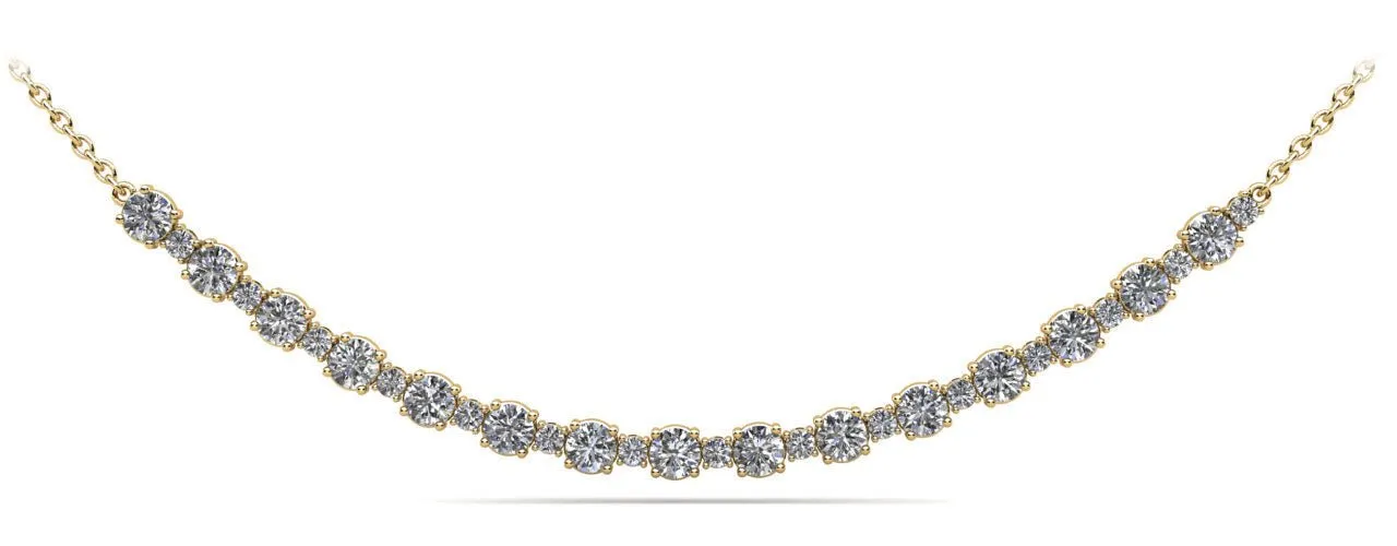 Alternating Diamond Tennis Diamond Necklace with 1.41 ct.(finished) 1.4mm, 2.6mm