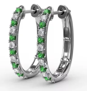 Alternating Emerald and Diamond Earrings