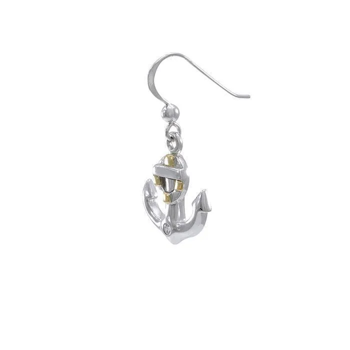 Anchor and Lifebuoy Sterling Silver with Gold Accents Hook Earrings MER1501