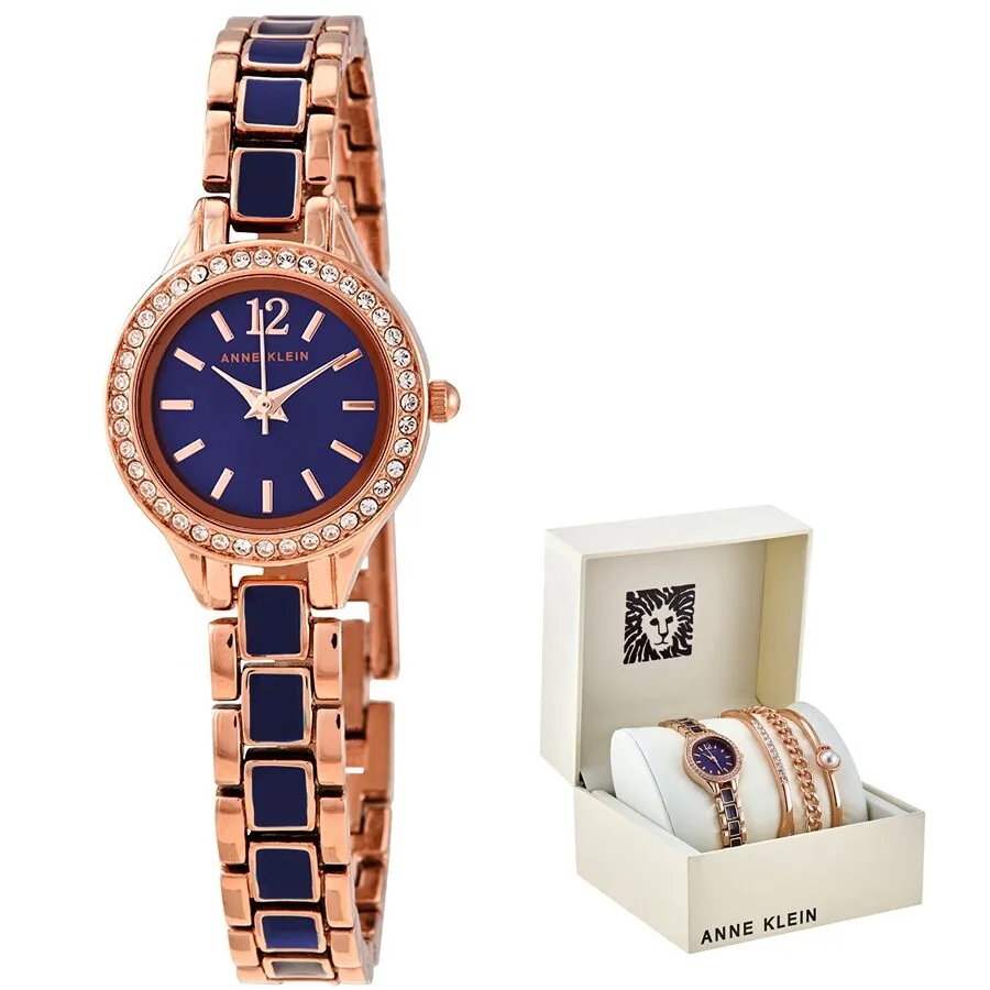 Anne Klein Navy Dial Ladies Watch and Bracelet Set AK/3396NRST