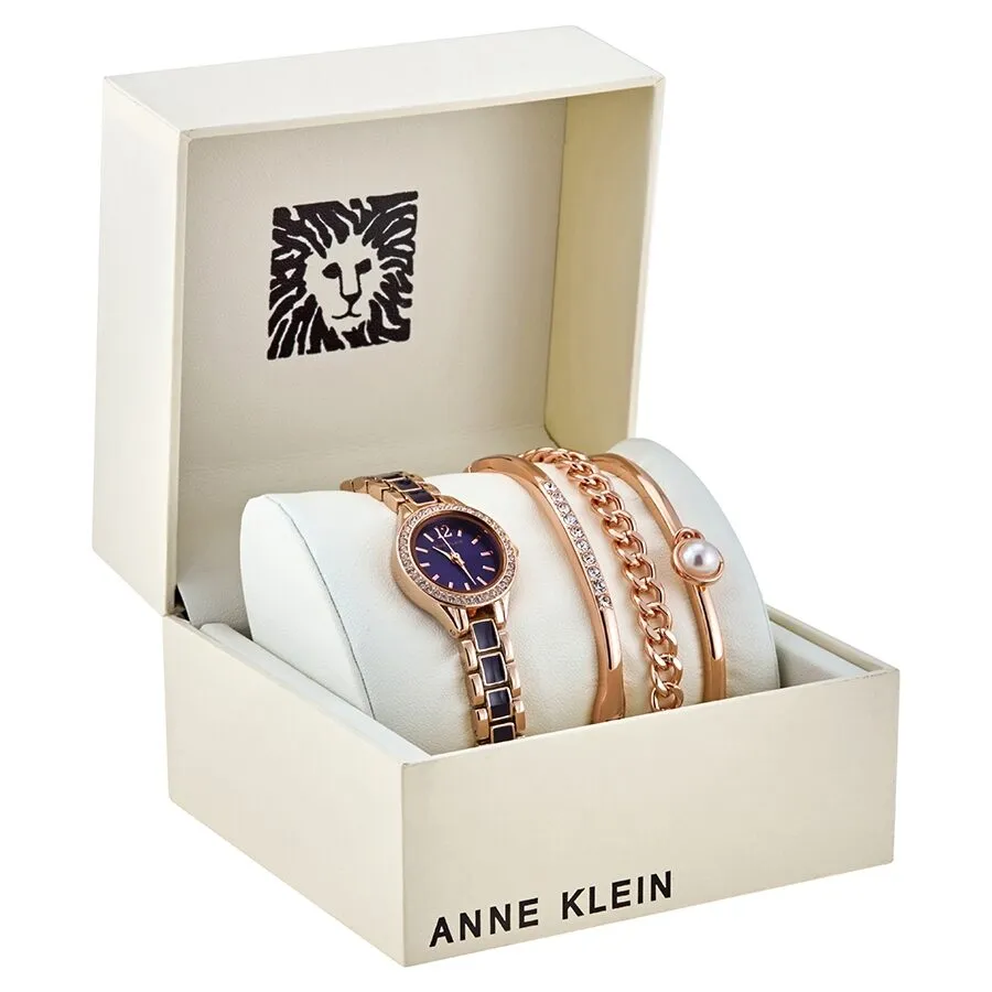 Anne Klein Navy Dial Ladies Watch and Bracelet Set AK/3396NRST