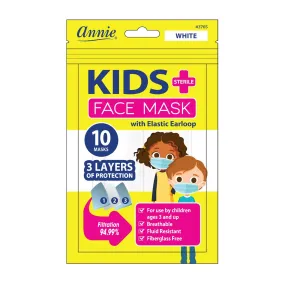 Annie Kids Sterile Face Masks with Elastic Earloops - White #3765