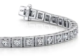 Antique Square Link Diamond Bracelet with 2.03 ct.(finished) 2.2mm