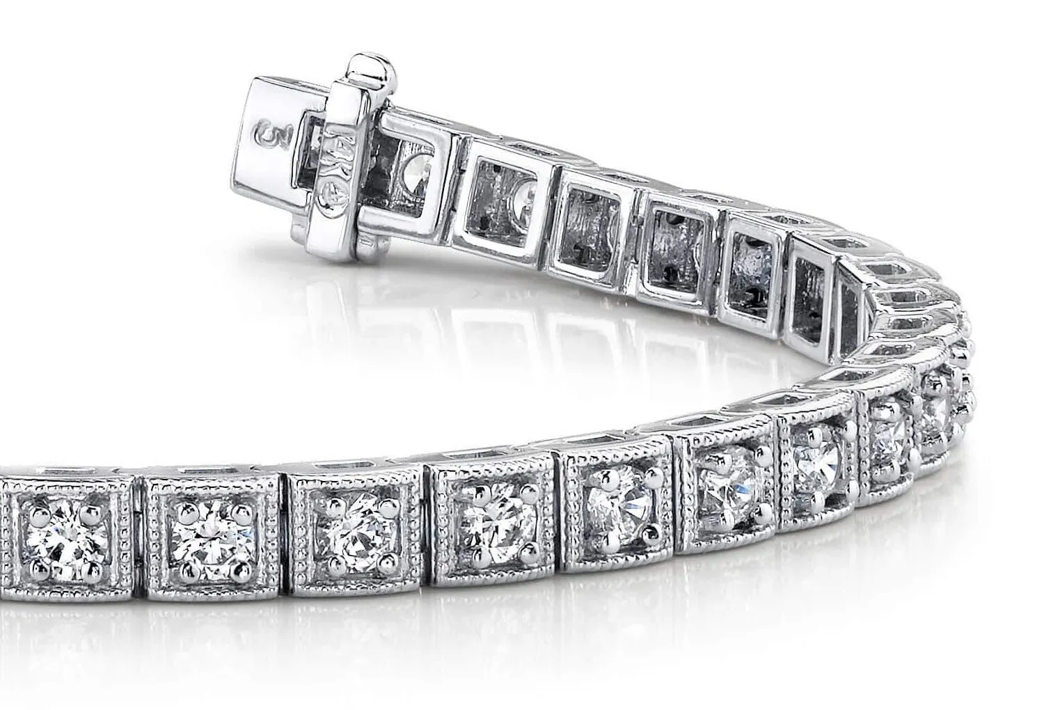 Antique Square Link Diamond Bracelet with 2.03 ct.(finished) 2.2mm