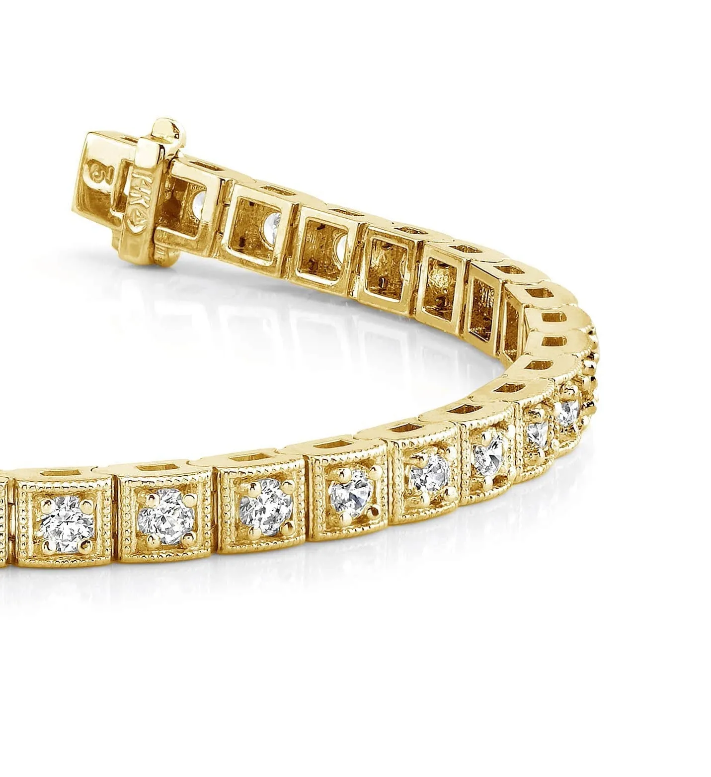 Antique Square Link Diamond Bracelet with 3.85 ct.(finished) 3.0mm