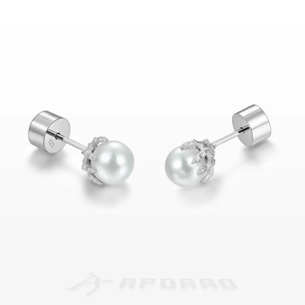 Aporro WONG Dragon Pearl Stud Earring