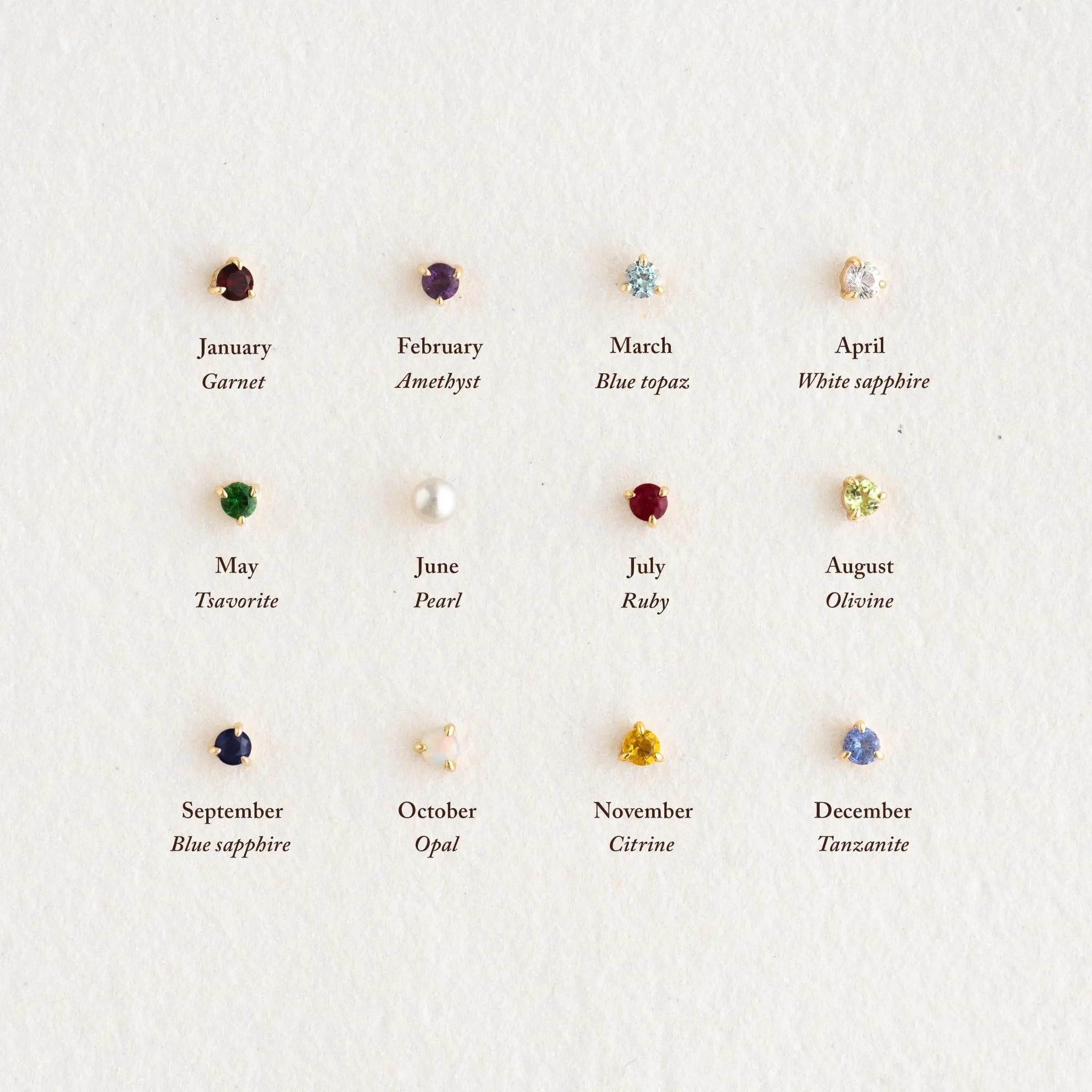 April Birthstone Stud Earrings 14k Gold - White Sapphire