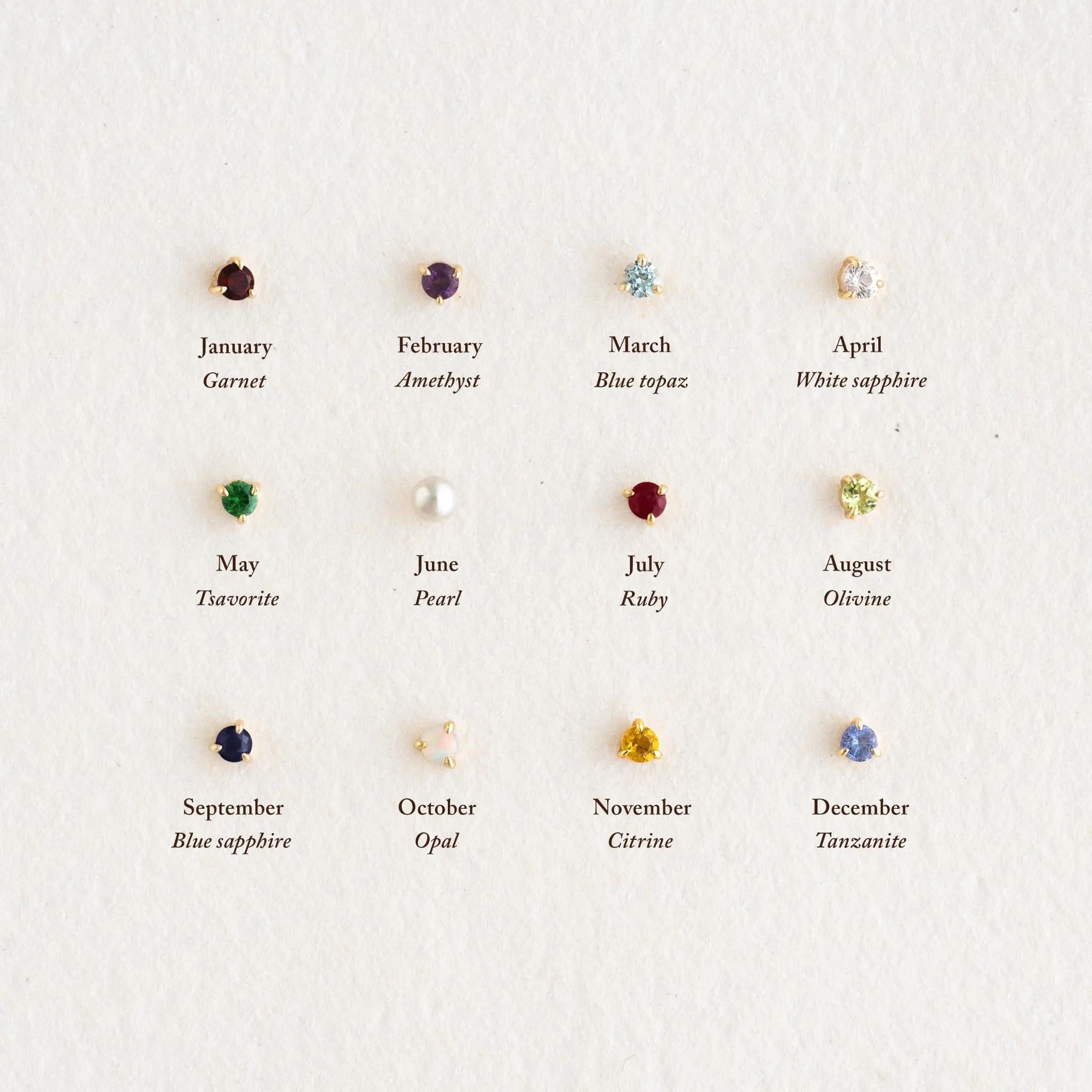 April Birthstone Stud Earrings 14k Gold - White Sapphire