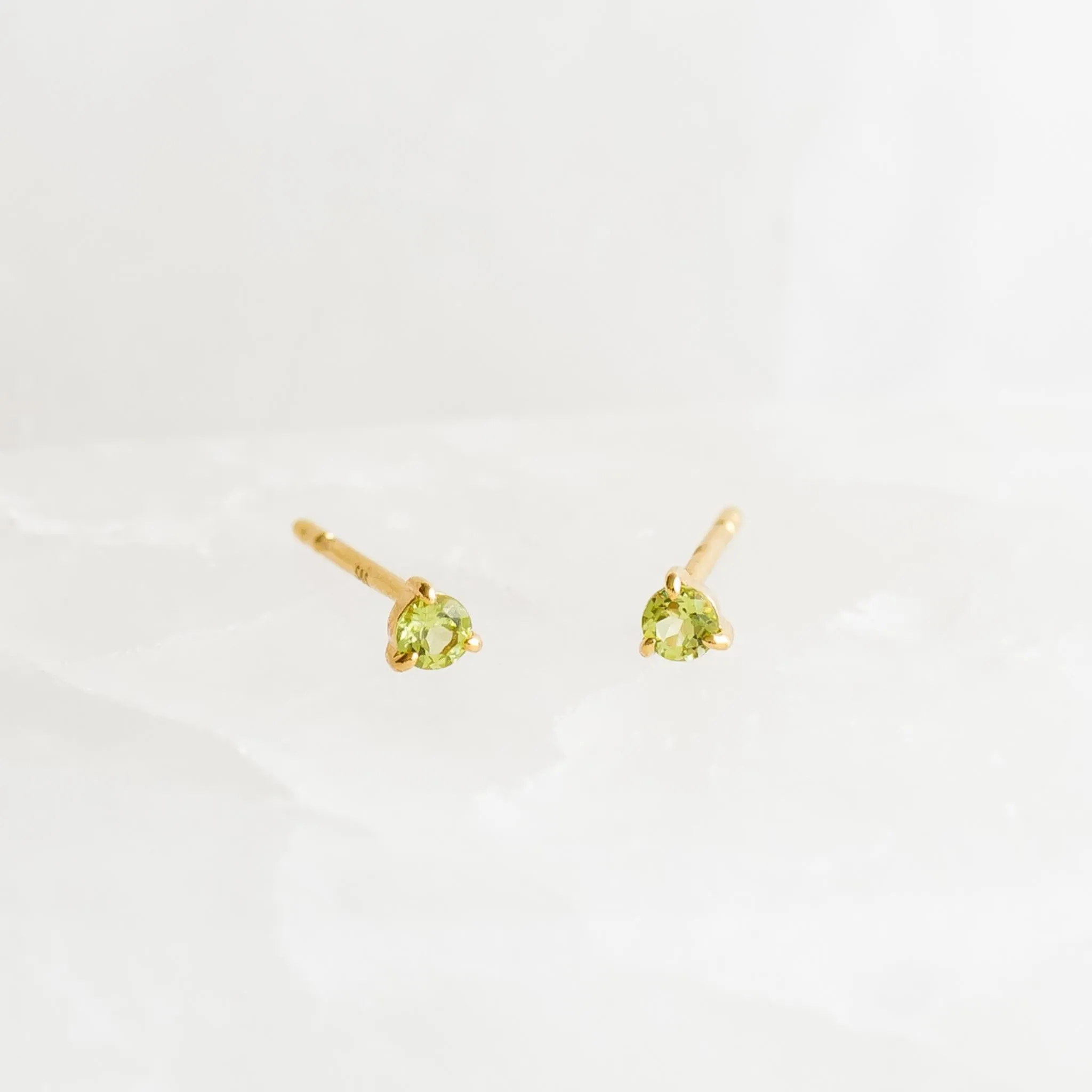 August Birthstone Stud Earrings 14k Gold - Olivine