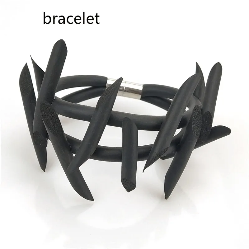 Barbed- the Rubber Barbed Wire Jewelry Collection Necklace Bracelet Earrings 5 Colors Ways