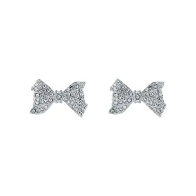 Barseta Crystal Bow Stud Earring Silver