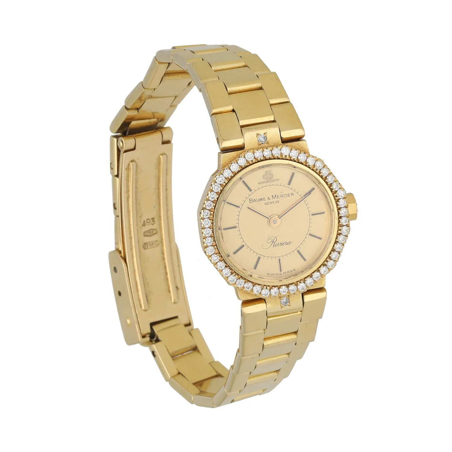 Baume & Mercier 18k Yellow Gold & Diamond Bezel Ladies Watch