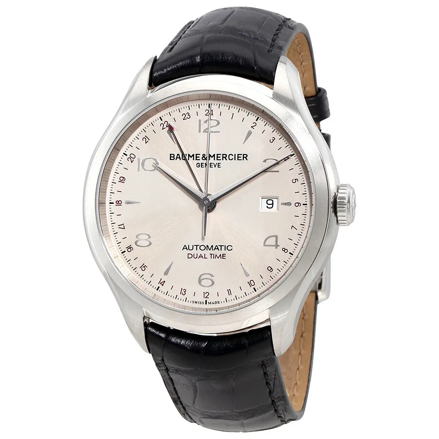 Baume and Mercier Clifton Dual Time Silver Dial Men's Watch 10112 A10112