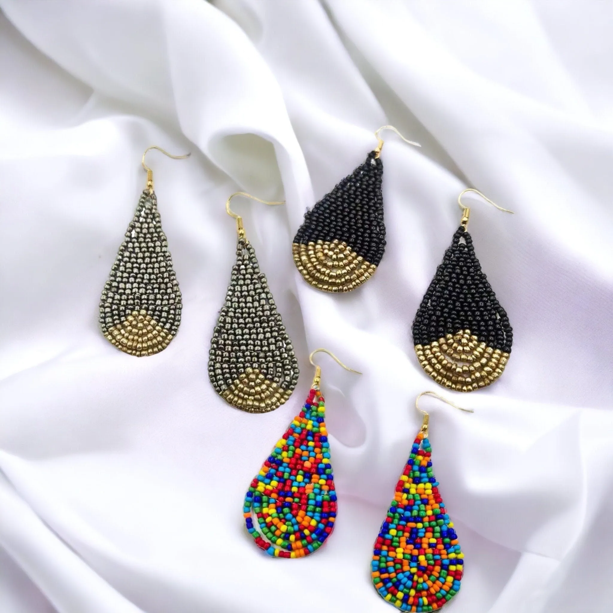 Beaded Earrings - Festival Outfit, Boho Earrings, Bohemian Style, Rainbow Beaded, Rainbow Earrings, Beaded Accessories, Teardrop, Boho Style