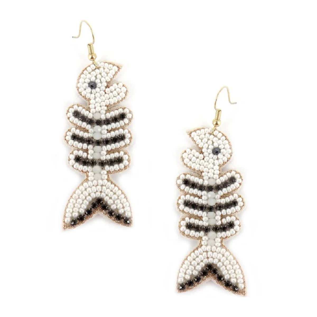 Beaded Fish Bone Earrings