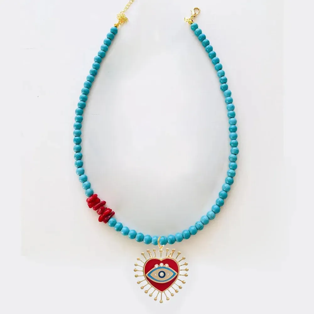 Beaded Stone Bohemian Clavicle Zircon Necklace