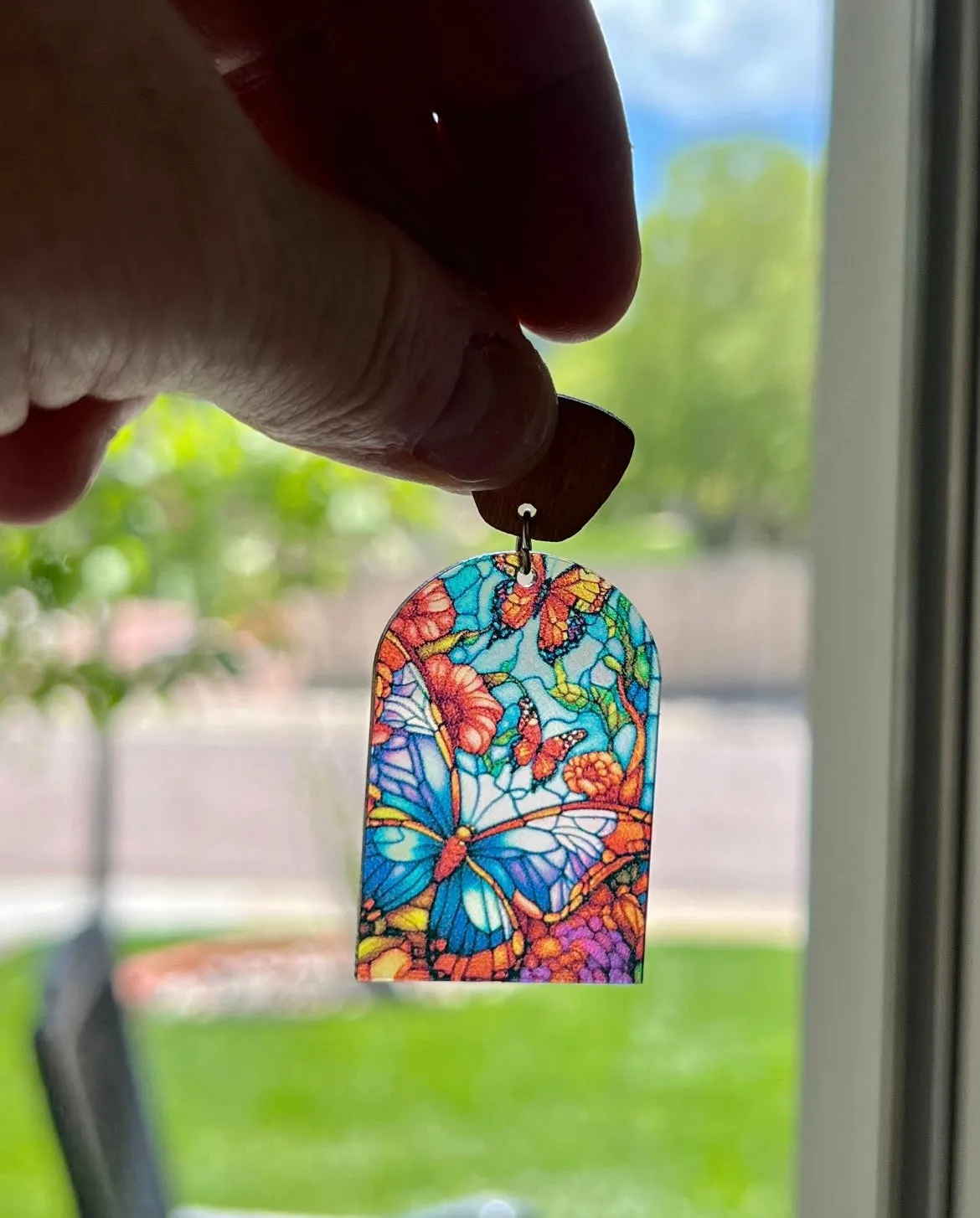 Beautiful Acrylic Butterfly Stained Glass Earrings