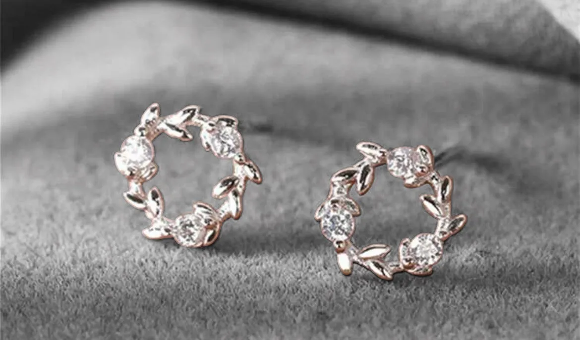 Beautiful Circle and Flower Design Stud Earrings