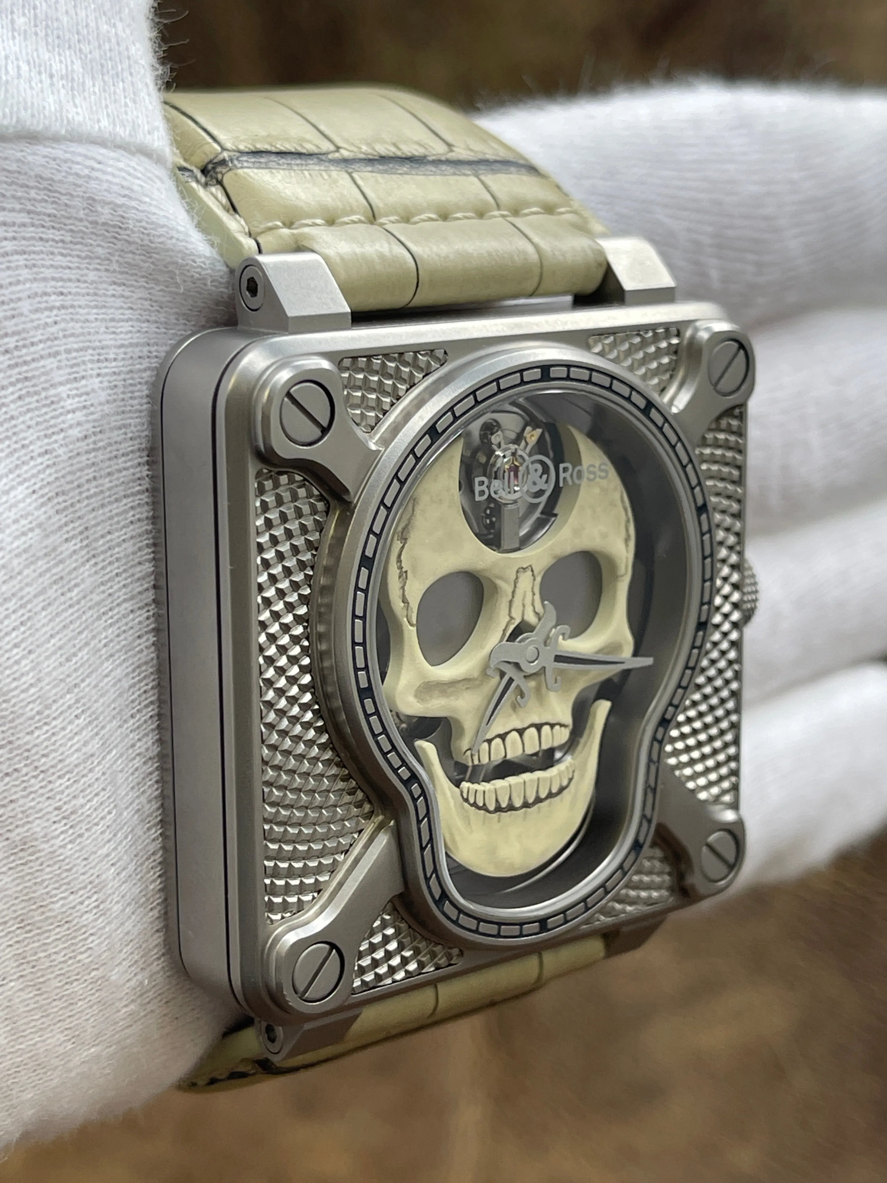 Bell & Ross Laughing Skull L.E 99pcs BR01-SK White Skeleton Dial Hand-wound Men's Watch