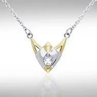 Black Magic Art Deco Triangle Silver & Gold Necklace MNC097