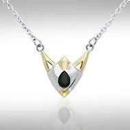 Black Magic Art Deco Triangle Silver & Gold Necklace MNC097