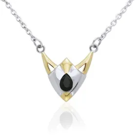 Black Magic Art Deco Triangle Silver & Gold Necklace MNC097