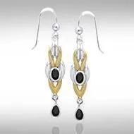 Black Magic Braided Silver & Gold Earrings MER385