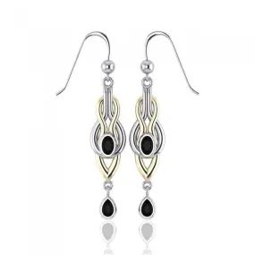 Black Magic Braided Silver & Gold Earrings MER385