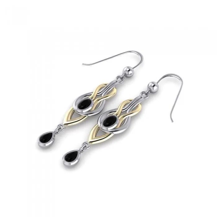 Black Magic Braided Silver & Gold Earrings MER385